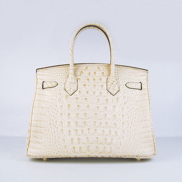 Replica Hermes Birkin 30CM Crocodile Head Veins Bag Cream 6088 On Sale - Click Image to Close